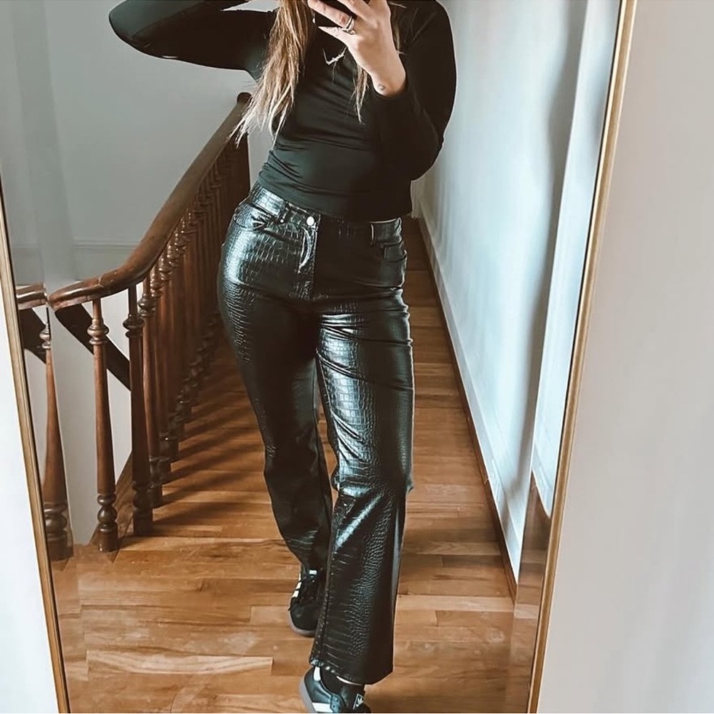 Forever 21 Black Faux Croc Pants